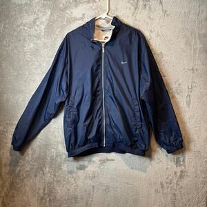 Vintage Nike Windbreaker Nylon Jacket Navy Y2K 90s Streetwear Swoosh Logo XL